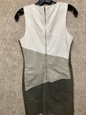 Cigno Nero Leather Colorblock Asymmetric Pattern Sz 38 MIDI Edgy Elegance